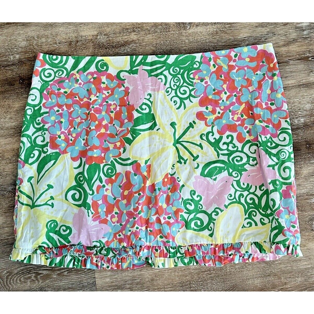 Lilly Pulitzer Callie Mini Mariposa Floral Flower Skirt Ruffle Lined Sz 6 Resort
